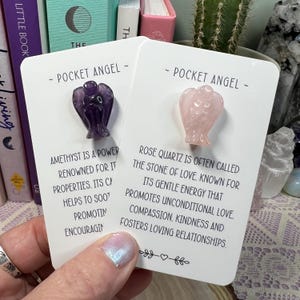 Presente de cristal de anjo de bolso - Escultura de anjo de bolso de cristal - Cartão de presente de cristal de anjo da guarda - ANG