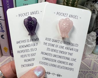 Pocket Angel Crystal Keepsake - Rose Quartz or Amethyst Pocket Gift