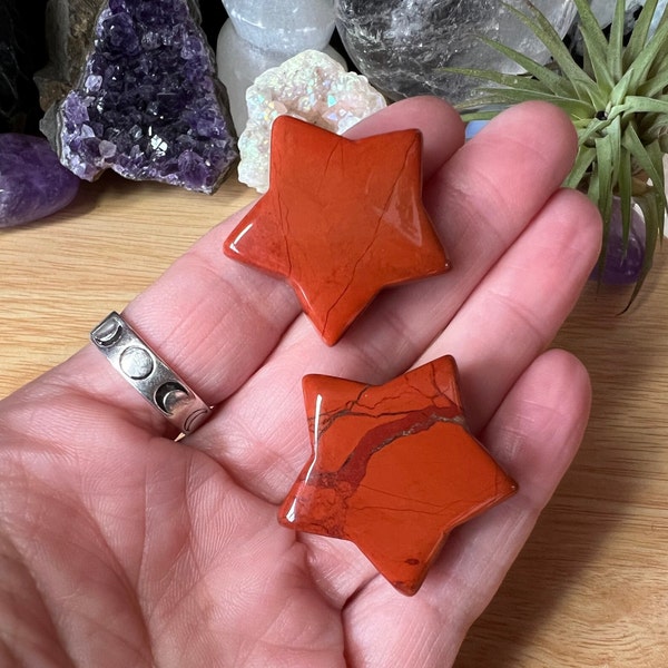 Red Jasper Polished Crystal Pocket Star - Red Jasper Crystal Star Carving - Crystal Collection - RJS