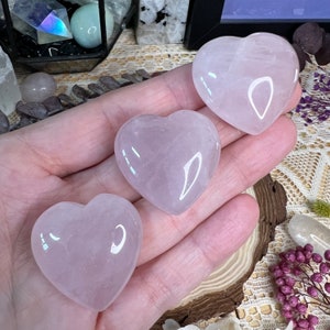Rose Quartz Crystal Pocket Heart - Polished Rose Quartz Crystal Carving - Crystal Heart - Crystal Decor - Crystal Collection - RQS