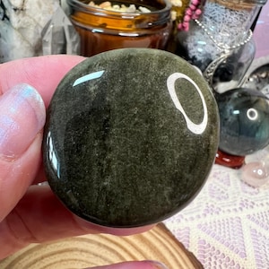 Gold Sheen Obsidian Crystal Glatter Stein - Polierter Gold Sheen Obsidian Palm Stone - Crystal Point - Crystal Collection - GO1
