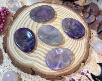 Amethyst Crystal Thumb Stone - Polished Amethyst Crystal Pocket Stone - Purple Amethyst Worry Stone - AMT