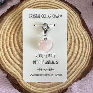 Rose Quartz Rescue Animal Crystal Pet Collar Charm - Crystal Healing Charm for Pets - Rose Quartz Crystal Heart Collar Charm for Cats/Dogs
