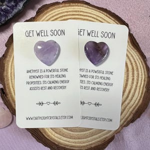 Amethyst Gute Besserung Taschenkristall Herz - Amethyst Kristall Herz Gute Besserung Token - Kristallgeschenk - Taschenkristall zur Genesung
