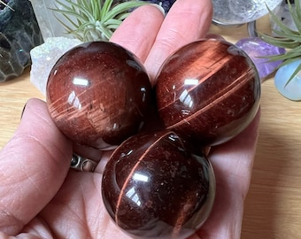 Red Tigers Eye Polished Crystal Mini Sphere - Small Red Tigers Eye Polished Crystal Sphere - Tigers Eye Ball - RT28