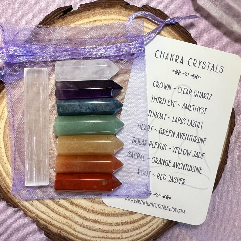 Chakras Mini Pencil Point Crystal Set Chakra Balancing Crystal Kit