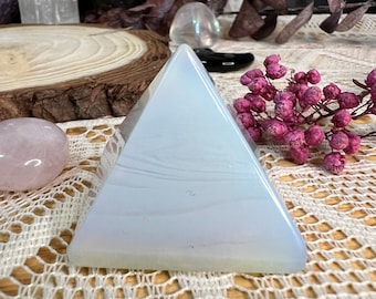 Opalite Crystal Pyramid - Polished Opalite Pyramid Carving - Stone Pyramid Ornament - Crystal Decor - Crystal Collection - OP3