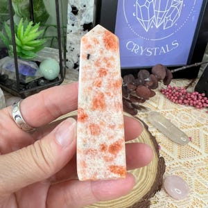 Sunstone Polished Crystal Obelisk - Standing Sunstone Polished Crystal Tower - Sunstone Obelisk Tower - Crystal Decor - SN4