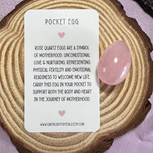 Huevo de bolsillo de cristal de cuarzo rosa, regalo para la maternidad: futura mamá Huevo de bolsillo de cristal de cuarzo rosa, regalo de cristal para nueva mamá