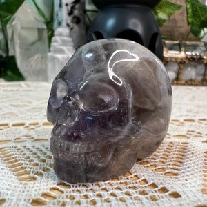 Fluorite Crystal Skull Carving - Fluorite Skull - Hand Carved Fluorite Skull - Crystal Skull - Crystal Decor - Crystal Gift - FL5