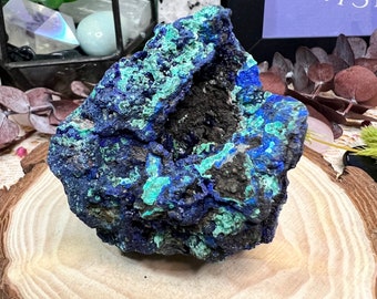 Azurite & Malachite Crystal Mineral Specimen - Raw Mineral Specimen - Crystal Collection - AI5