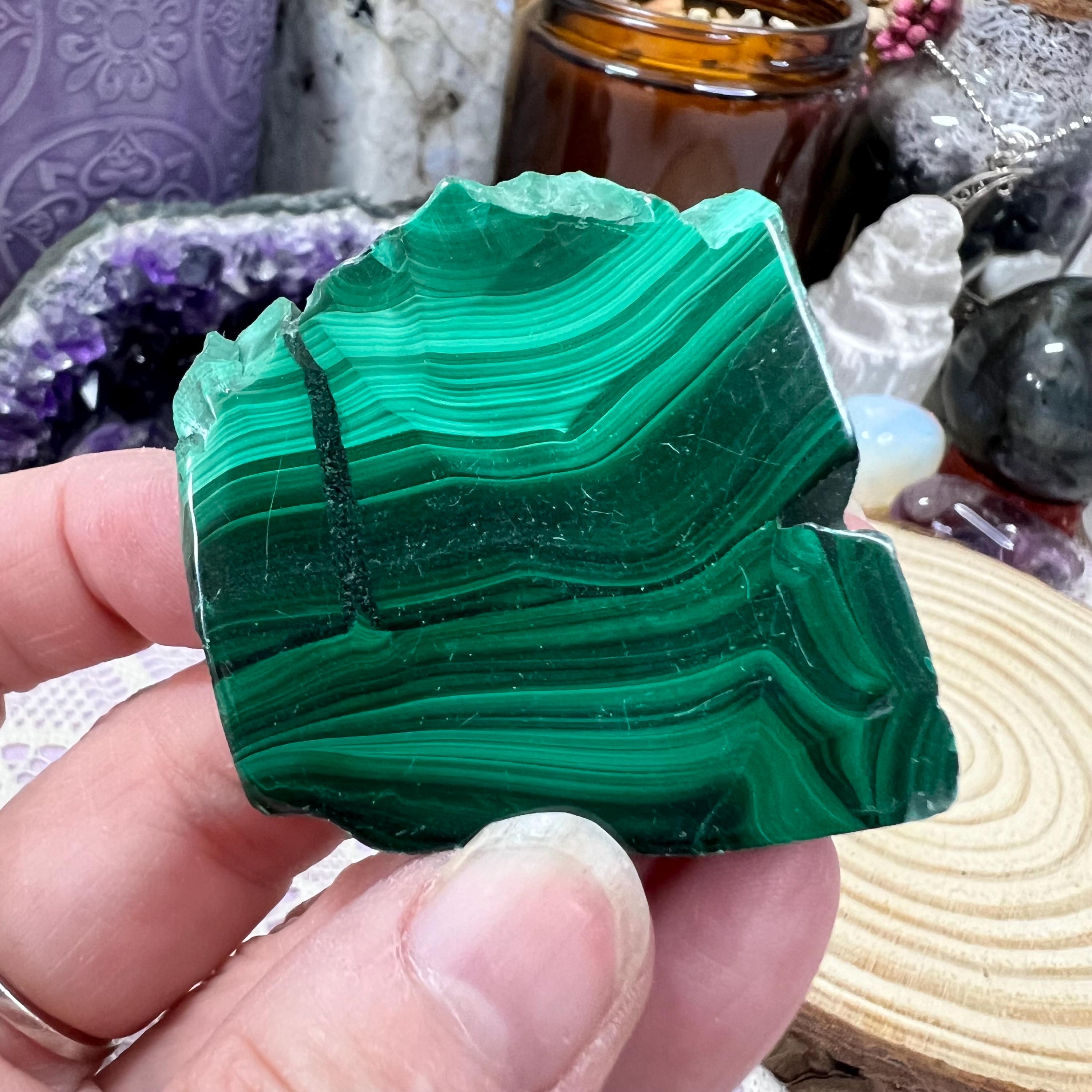 Malachite De Forme Libre • Malachite De Guérison Naturelle Polie Forme Libre De Malachite • Tranche De Malachite - Cadeau De Décoration D'intérieur En Cristal - France