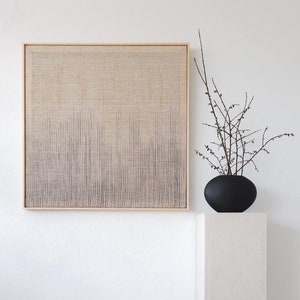 Square Framed Textile Art - Square Wall Hanging - Bedroom Hanging - Art for Living Room - Natural Fiber Decor - Wall Art Tapestry - Minimal