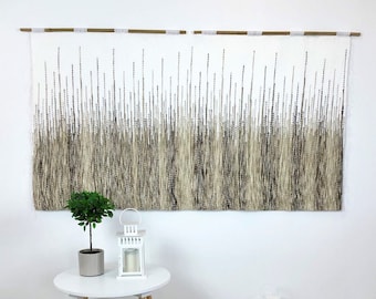 large woven wall hanging, bohemian wall tapestry, macrame wall hanging, handmade headboard, tapestry wedding backdrop, modern woven decor,