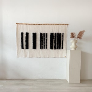 Minimalist Wall Tapestry - Large Wall Hanging - Modern Boho Decor - Handmade Wool Art - Living Room Wall Art - Textured Wall Weaving - Decor