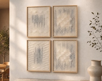 Framed Wool Tapestry Set – Japandi Boho Wall Art
