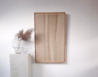 Elevate Your Home with a Large Framed Woven Wall Hanging - A Modern Tapestry that Embodies Minimalist Textile Art - Perfect for Bedroom
