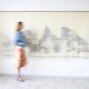 O'Mua - Extra Large Dip Dye Textile Art - Macrame Giant Wall Hanging - Wabi Sabi Wall Art - Natural Woven Wool Tapestry - Japandi Decoration image 3