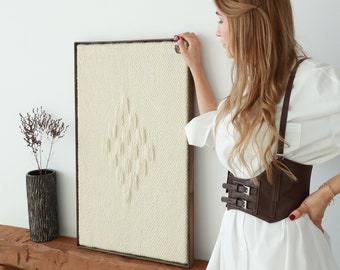 Modern Framed Wall Decor - Wool Tapestry - Wabi Sabi - Mothers Day - Wool Tapestry - Woven Wall Hanging - Hygge Style - Japandi Art - Woven