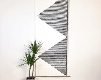 Wall Decoration | Woven Wall Hanging | Geometric Wall Hanging | Wall Tapestry | Macrame | Woven Wall Decor | White Black Tapestry | Modern