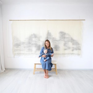 Extra Large Dip Dye Textile Art - Macrame Giant Wall Hanging - Wabi Sabi Wall Art - Natural Woven Wool Tapestry - Japandi Wall Decoration