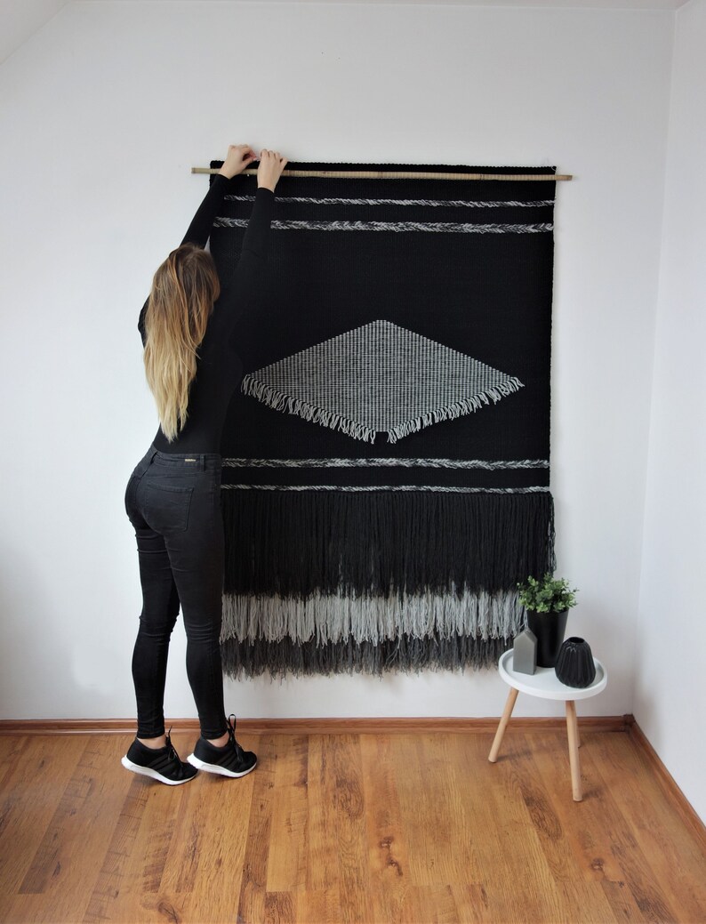 handwoven wall hanging, tapestry wall hanging, yarn wall hanging, weaving wall hanging, large macrame wall hanging, tissage mural, wandkleed image 1