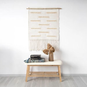 Modern Boho Wall Hanging - Handmade Woven Tapestry - Minimalist Textile Art - Japandi Style Wall Decor - Neutral Fiber Art - Large Tapestry