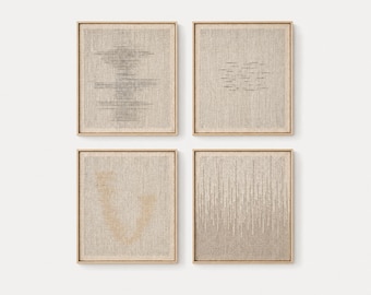 Conjunto minimalista de arte mural enmarcado – Tapiz tejido a mano – Tapiz grande tejido para colgar en la pared – Arte abstracto en fibra – Decoración moderna para la sala de estar