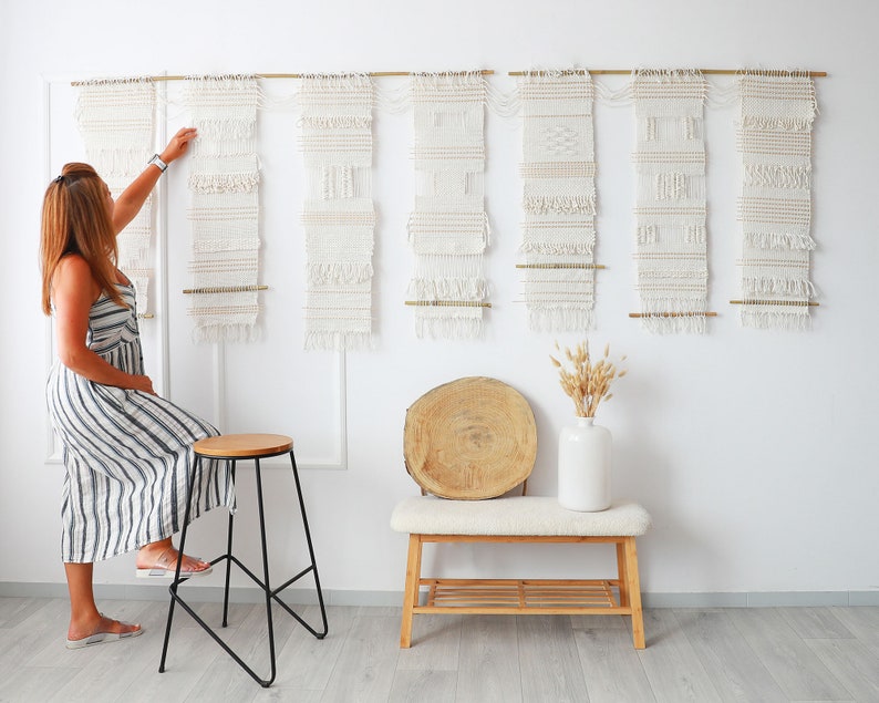 Handcrafted Japandi-inspired cotton wall hanging for a cozy and sustainable home decoration.