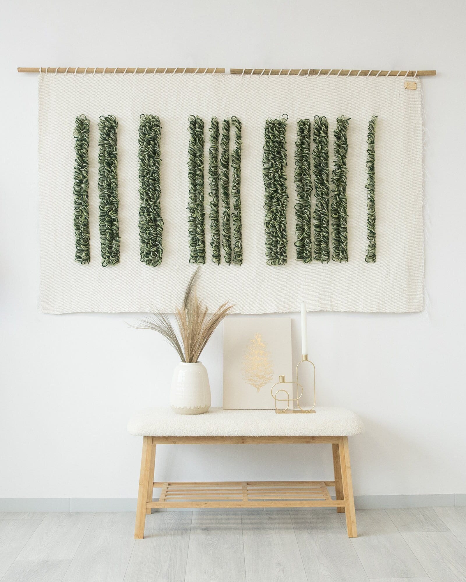 Textured Wall Hanging Tapestry Hanging Wall Decor Bohemian Living Room Boho Decoration Large Wall Weaving Green Luna Fiber Art Etsy