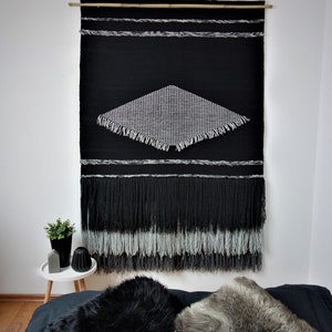 handwoven wall hanging, tapestry wall hanging, yarn wall hanging, weaving wall hanging, large macrame wall hanging, tissage mural, wandkleed image 5