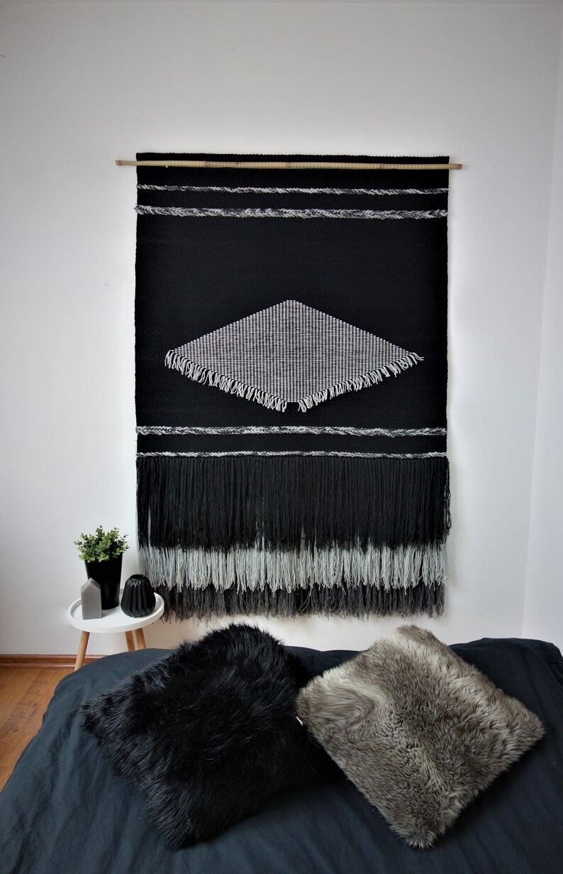 handwoven wall hanging, tapestry wall hanging, yarn wall hanging, weaving wall hanging, large macrame wall hanging, tissage mural, wandkleed image 5