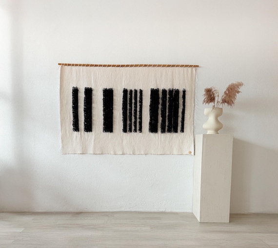 Minimalist Wall Tapestry - Large Wall Hanging - Modern Boho Decor - Handmade Wool Art - Living Room Wall Art - Textured Wall Weaving - Decor
