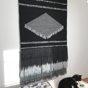 handwoven wall hanging, tapestry wall hanging, yarn wall hanging, weaving wall hanging, large macrame wall hanging, tissage mural, wandkleed image 8