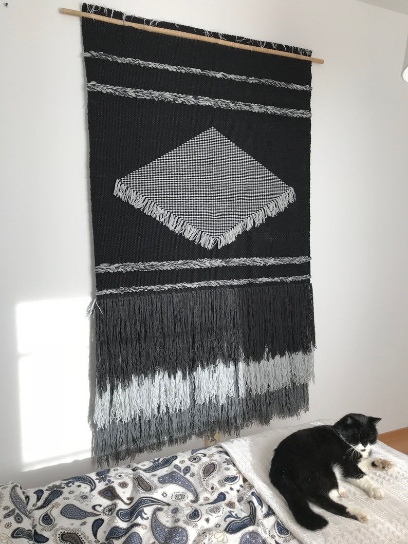 handwoven wall hanging, tapestry wall hanging, yarn wall hanging, weaving wall hanging, large macrame wall hanging, tissage mural, wandkleed image 8