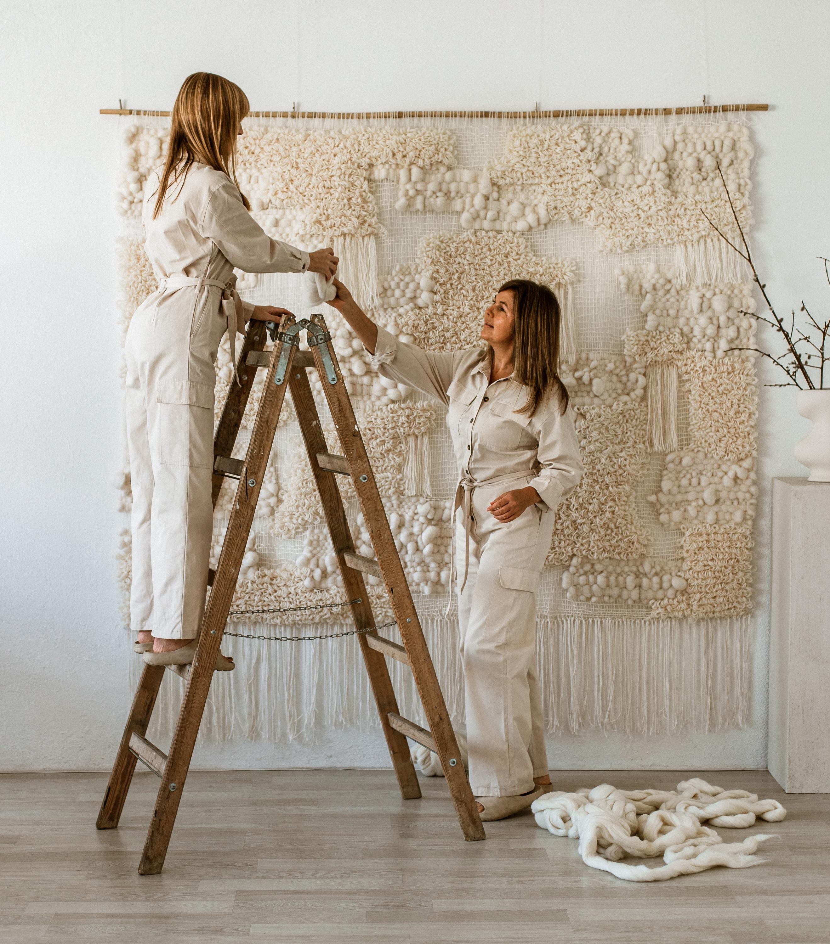 Woven Wool Tapestry - Textured Wall Hanging - Macrame Wall
