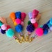Pom pom keychain Pom pom bag charm Tassel keychain Purse Charm Boho keychain Handbag charm Tassel clip Pompom key chain Neon pink Mint
