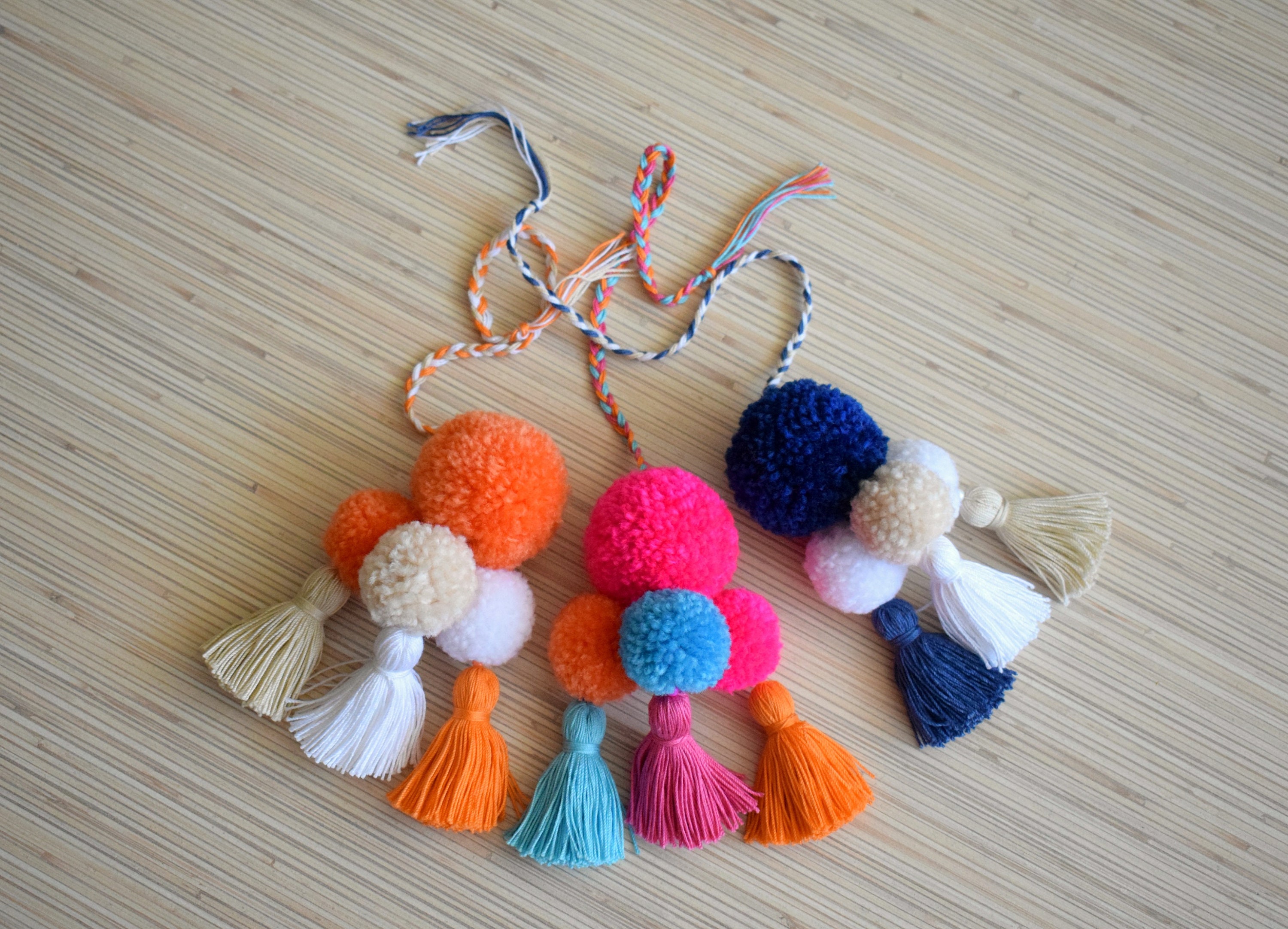 Pom Pom Keychain Tassel Keychain Boho Keychain Pompom Bag Etsy