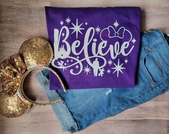 Believe in Magic Tshirt -  Mickey Walt Disney Tinkerbell Castle - Disney World Disneyland Inspired