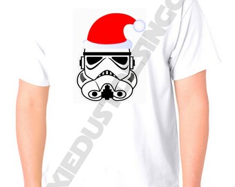Star Wars Stormtrooper Clone Trooper wearing Santa Claus hat Merry Sithmas T-shirt for men, women, children, infants