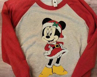 Vintage Santa Minnie Mouse Christmas T-shirt-free personalization - CHOICE of short sleeve tee or baseball tee