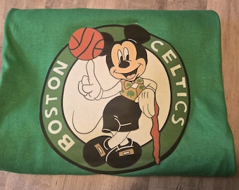 Boston Celtics NBA basketball inspired Mickey Mouse choice of short sleeve Tshirt or sweatshirt, men women kids toddlers any team available