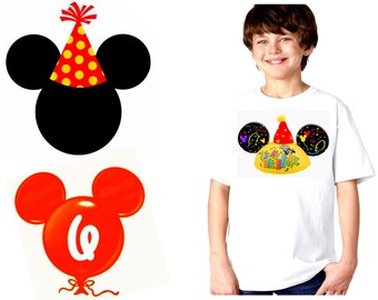 Birthday Mickey Mouse Disney inspired shirt - balloon, ear hat, birthday hat, and cruise options