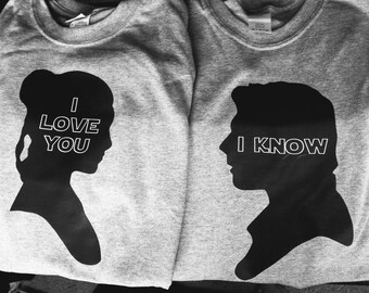 Star Wars Hans Solo Princess Leia I love you, I know Couples tshirt