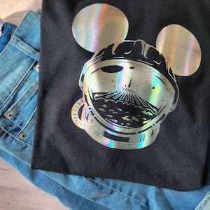 Holographic Space Mountain Mickey Mouse astronaut inspired t-shirt