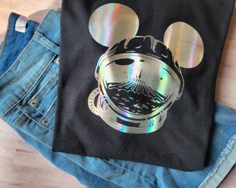 Holographic Space Mountain Mickey Mouse astronaut inspired t-shirt
