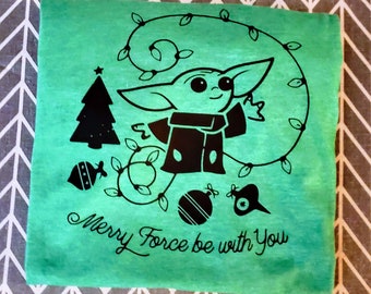 Baby Yoda merry force be with you Walt Disney World Disneyland inspired T-shirt