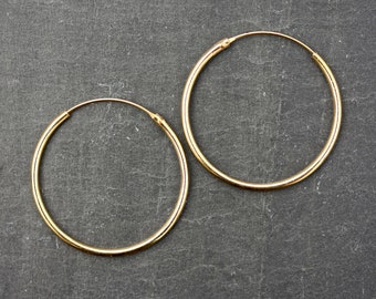 Gold hoop earrings hoop earrings minimalist earring simple earrings subtle earrings minimal jewellery  gift for her 30mm