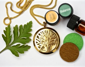 Diffuser necklace Aromatherapy Necklace Essential Oil Necklace Essential Oil Diffuser Scent Diffuser Locket Diffuser Jewelry Tree of Life