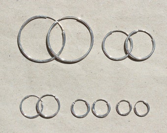 Sterling zilveren en vergulde hoepel oorbellen, keuze uit maten, 10 mm, 12 mm, 15 mm, 20 mm, 30 mm, kleine hoepels, middelgrote hoepels, grote hoepels, Sterling